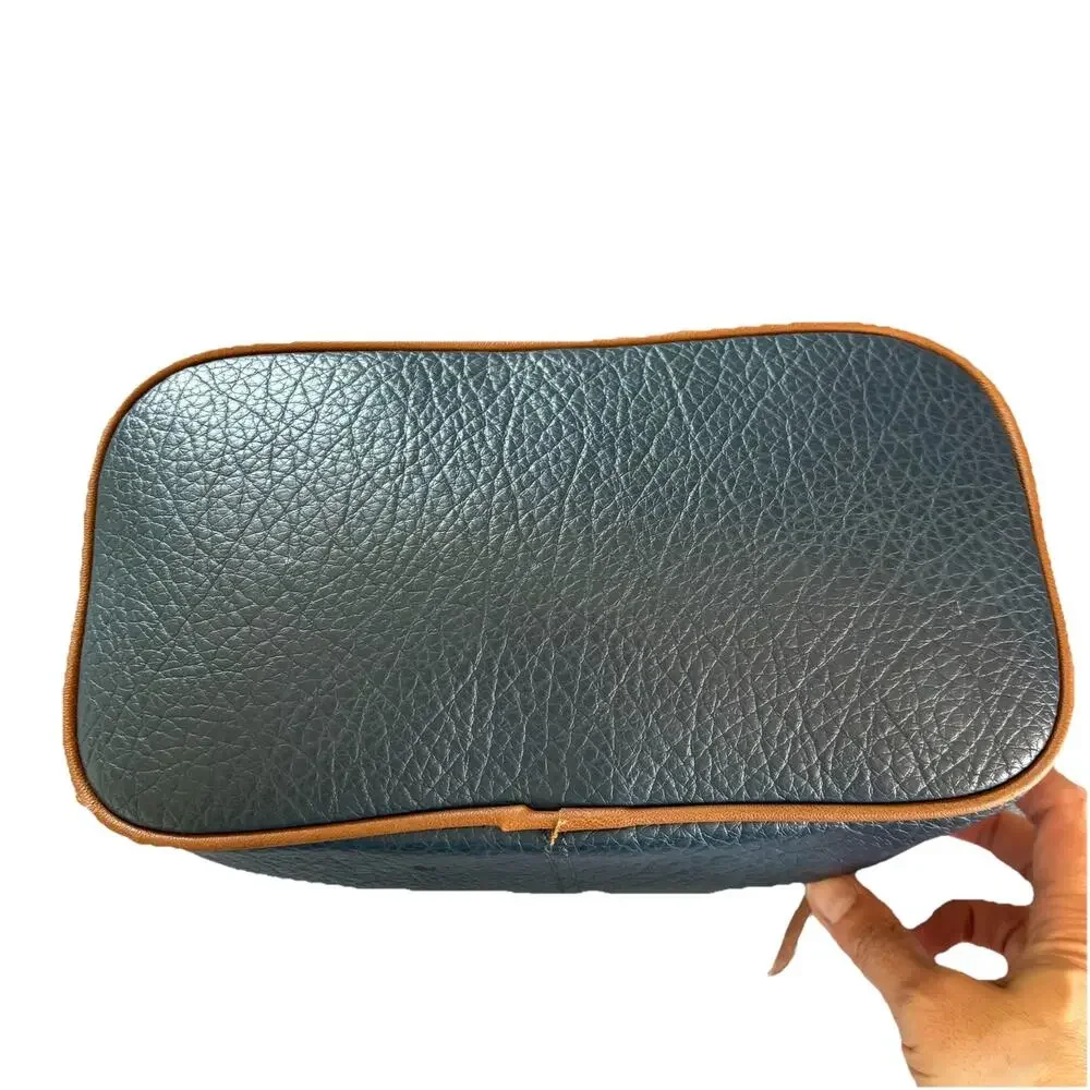 Lauren Conrad Blue Hobo Handbag Vegan Pebbled Leather Shoulder Bag Braided Strap